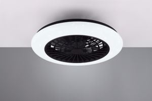 Ventilatore a plafoniera nero design moderno da soffitto con luce