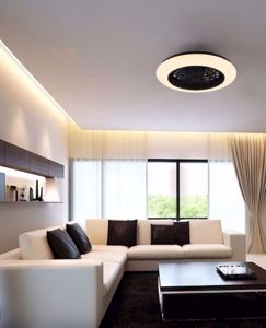 Ventilatore a plafoniera nero design moderno da soffitto con luce