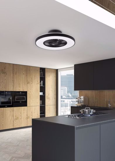 Ventilatore a plafoniera design moderna nero per cucina