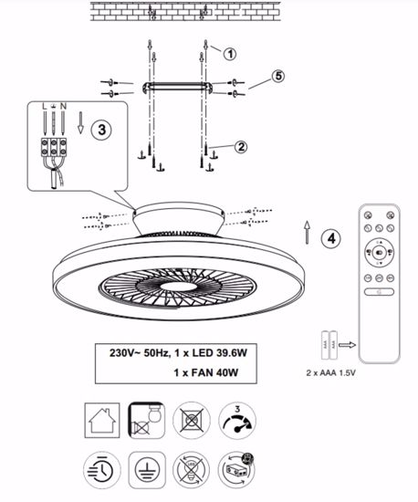 Ventilatore a plafoniera design moderna nero per cucina