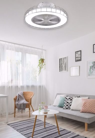 Ventilatore silenzioso da soffitto a plafoniera bianco moderno bluetooth