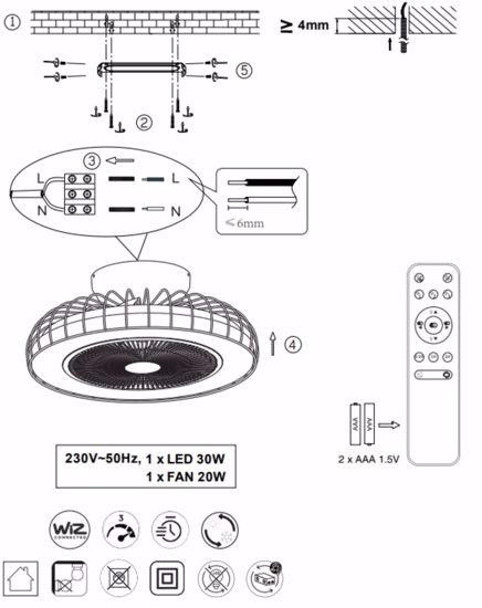 Ventilatore silenzioso da soffitto a plafoniera bianco moderno bluetooth