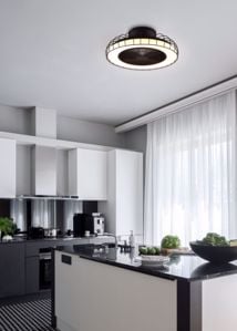 Ventilatore planiera da soffitto nero moderno bluetooth silenzioso