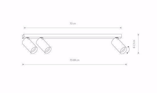 Plafoniera nera a binario con 3 faretti led orientabili