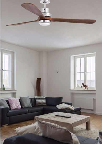 Lampadario con ventilatore da soffitto pale in legno 168cm da 28mq con telecomando