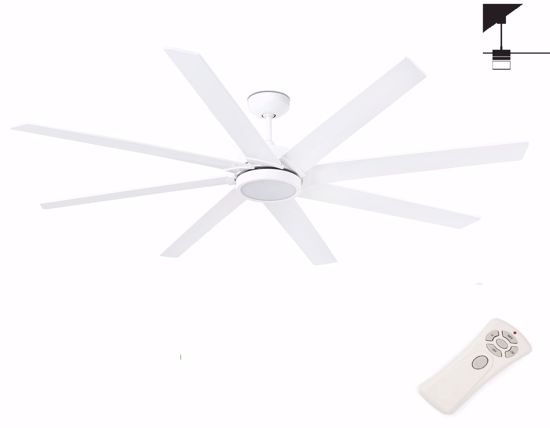 Ventilatore da soffitto per ambienti oltre 28mq bianco con luce e telecomando pale 165cm