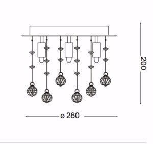 Moonlight pl5 plafoniera oro lucido sfere cristallo ideal lux