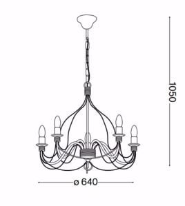 Corte sp5 lampadario classico 5 luci ferro battuto ruggine ideal lux