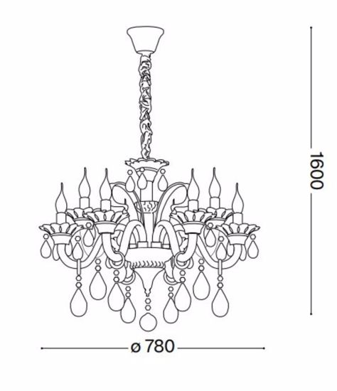 Colossal sp8 lampadario per salone classico vetro 8 luci goccia ideal lux