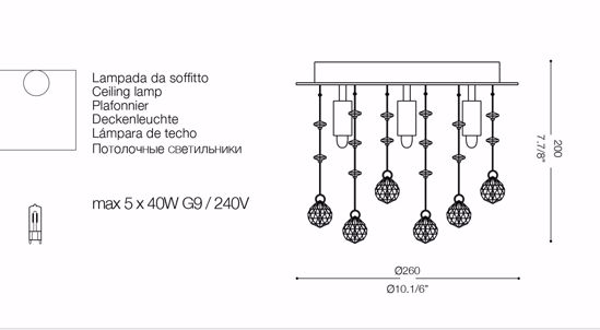 Plafoniera moonlight pl5 cromo ideal lux sfere di vetro cristallo