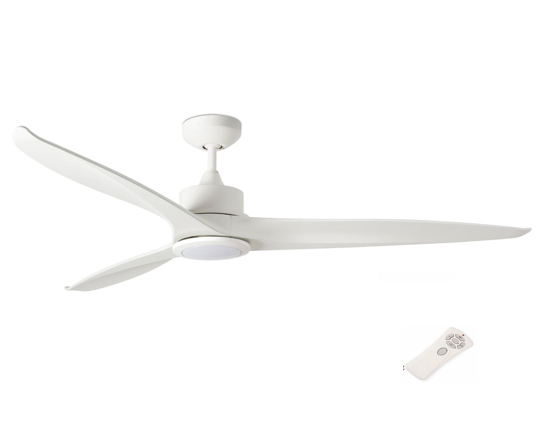 Ventilatore da soffitto moderno 3 pale bianco con luce per ambienti da 17mq