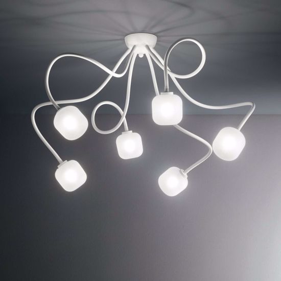 Octopus pl6 ideal lux plafoniera bianca 6 bracci flessibili