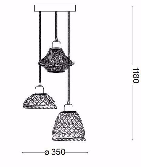 Lugano sp3 ideal lux lampadario rustico a sospensione di ceramica