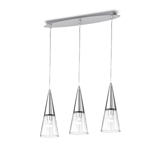 Cono sp3 ideal lux lampada a sospensione per cucina moderna tre vetri trasparenti