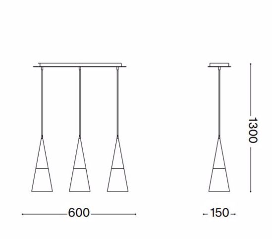 Cono sp3 ideal lux lampada a sospensione per cucina moderna tre vetri trasparenti