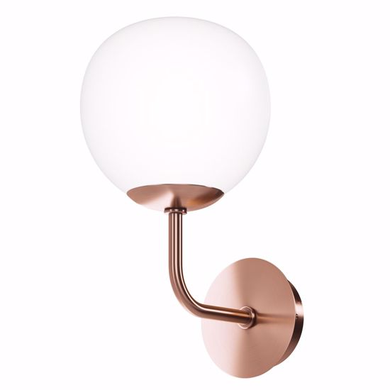 Applique da interno struttura oro rosa sfera vetro bianco