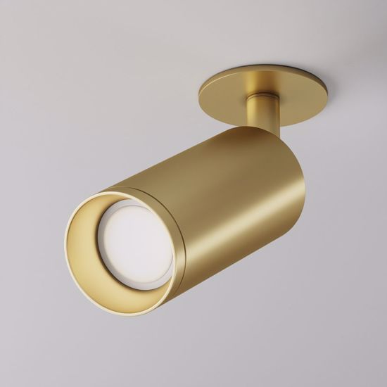 Faretto da incasso a soffitto cilindro oro satinato orientabile