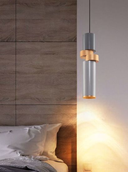 Lampadario a sospensione per comodino camera da letto oro argento