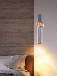 Lampada pendente per comodino camera da letto design oro argento