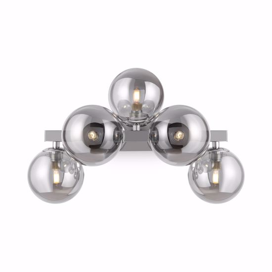 Lampada da parete cromo sfere vetro fume design originale 5 luci