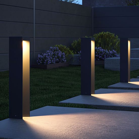 Lampione da giardino nero design moderno led 9w 4000k ip54