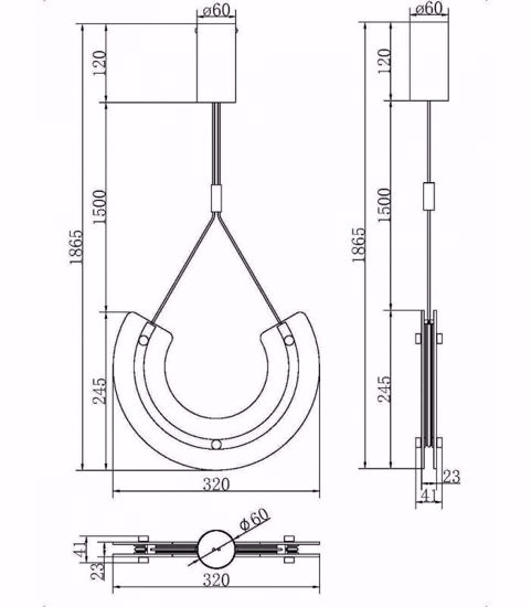 Lampadario arco pendente oro vetro lavorato per camera da letto