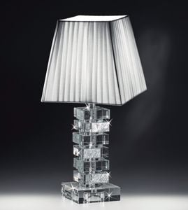 Lampada lume vetro cristallo inserti foglia argento per salotto