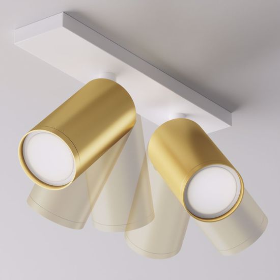 Lampada da soffitto bianco oro con 2 faretti gu10 led orientabili