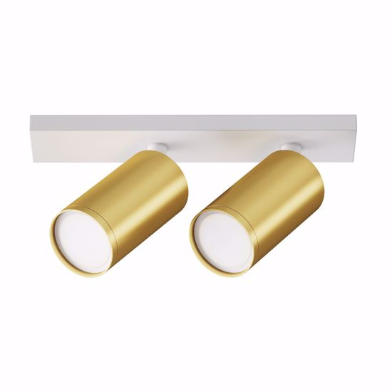 Lampada da soffitto bianco oro con 2 faretti gu10 led orientabili