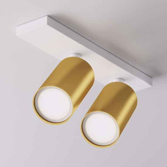 Lampada da soffitto bianco oro con 2 faretti gu10 led orientabili