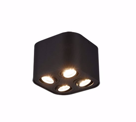 Lampada da soffitto nera a cestello quadrato con 4 faretti led orientabili