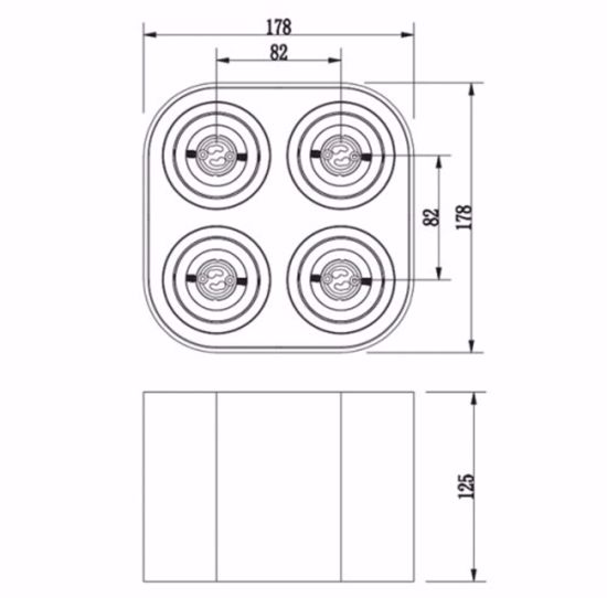 Lampada da soffitto nera a cestello quadrato con 4 faretti led orientabili