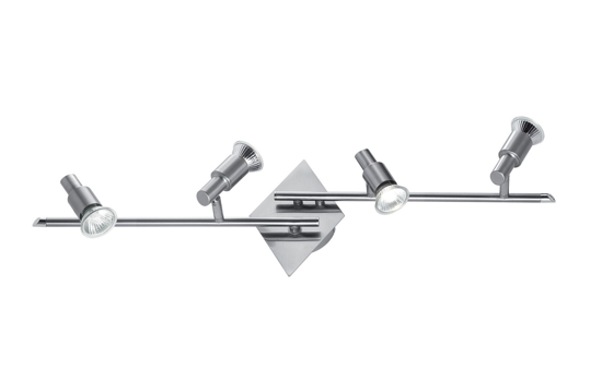 Slem pl4 ideal lux nickel da soffitto 4 faretti gu10 led 7w 3000k