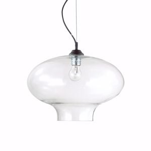 Bistro&apos; sp1 round lampada a sospensione vetro trasparente ideal lux