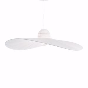 Madame sp1 lampadario forma di cappello tessuto raso bianco ideal lux