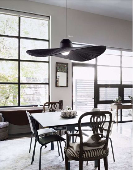 Madame sp1 ideal lux lampadario design cappello tessuto plissettato nero