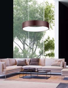 Lampadario led 42w 3000k moderno anello marrone 60cm per soggiorno