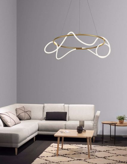 Lampadario oro per soggiorno moderno tubo led 43w 3000k