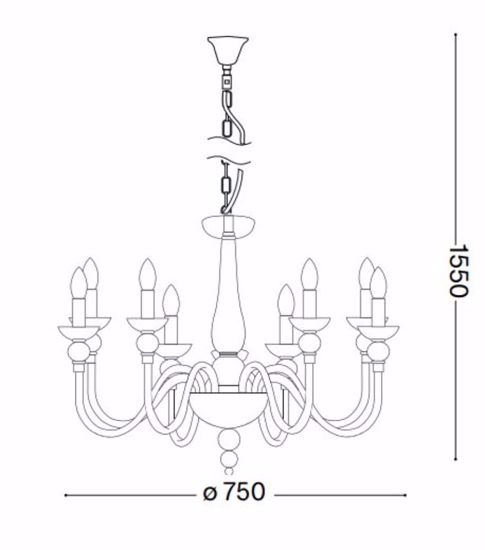 Doge sp9 lampadario di cristallo classico 9 bracci di vetro ideal lux