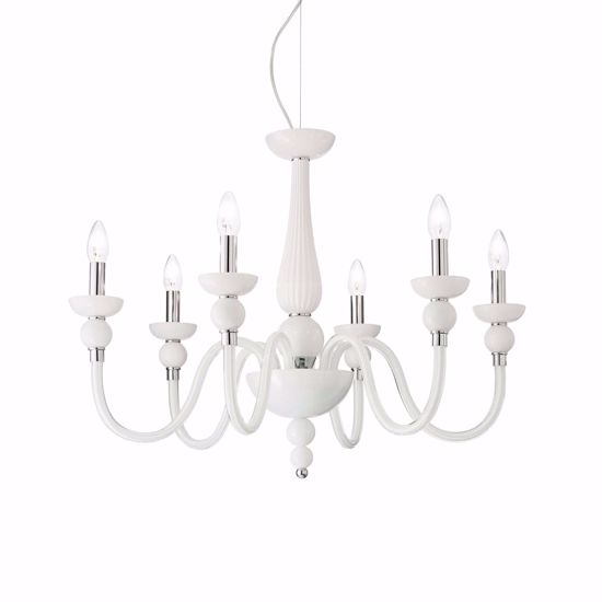 Doge sp6 lampadario classico 6 bracci in cristallo bianco ideal lux