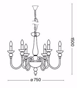 Doge sp6 lampadario classico 6 bracci in cristallo bianco ideal lux