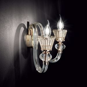 Strauss ap2 applique da parete in cristallo trasparente ambra e oro ideal lux