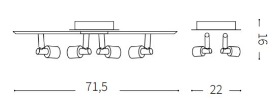 Slem pl4 da soffitto bianco 4 faretti gu10 led ideal lux