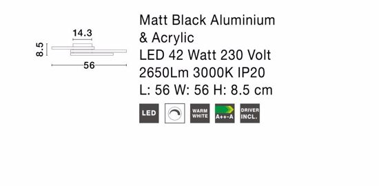 Plafoniera per soggiorno led 42w 3000k dimmerabile nera moderna