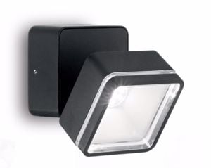 Omega ap square applique da esterno nero orientabile 7w 4000k ip54