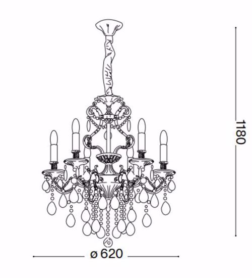 Gioconda sp6 lampadario di cristallo classico goccia argento 6 luci ideal lux