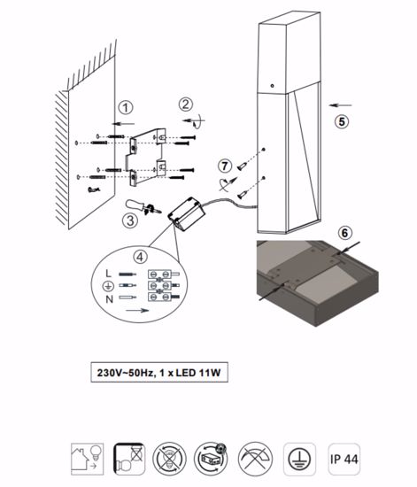 Applique per esterni antracite effetto legno  11w 3000k ip44