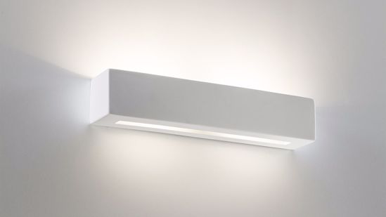 Applique di gesso led ceramica rettangolare bianca verniciabile 24w 3000k