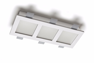 Portafaretto in gesso cristaly da incasso a soffitto 3 luci 21w 4000k 24v