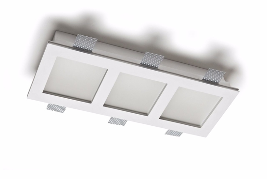 Portafaretto 3 luci di gesso cristaly da incasso 21w 2700k parete soffitto